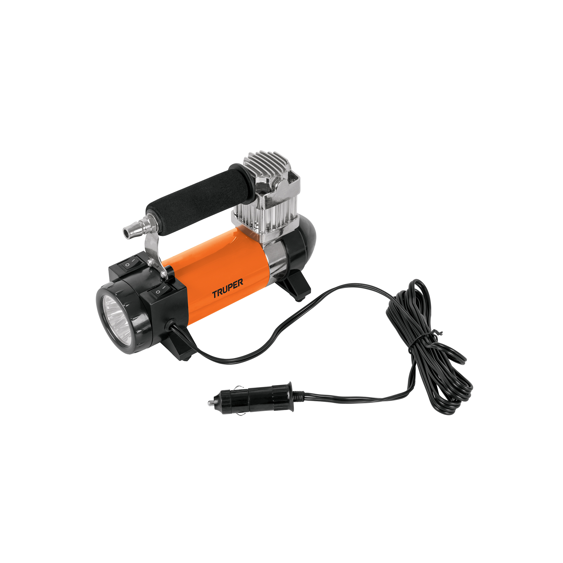 Inflador portátil 12 V para auto, con linterna LED, TRUPER
