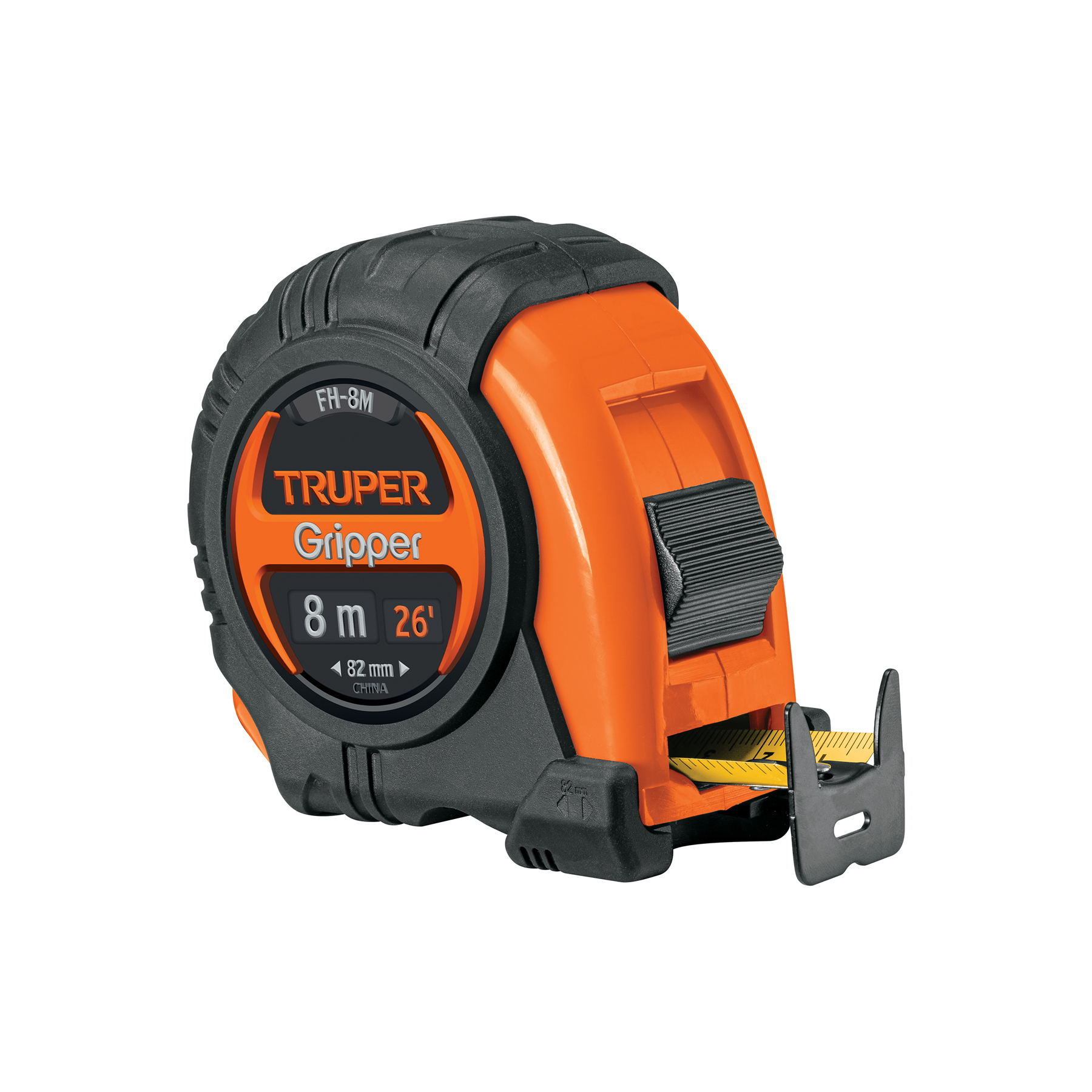 Flexómetro Gripper contra impactos 8 m cinta 25 mm, TRUPER
