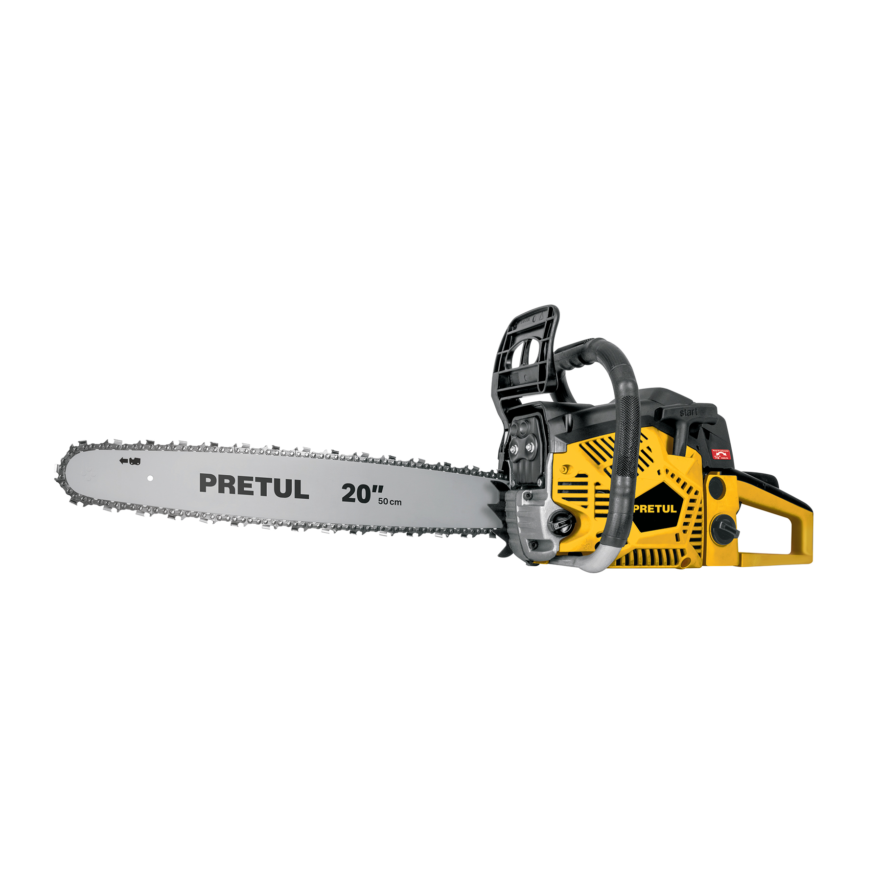 Motosierra 60 cc a gasolina con barra de 20", PRETUL