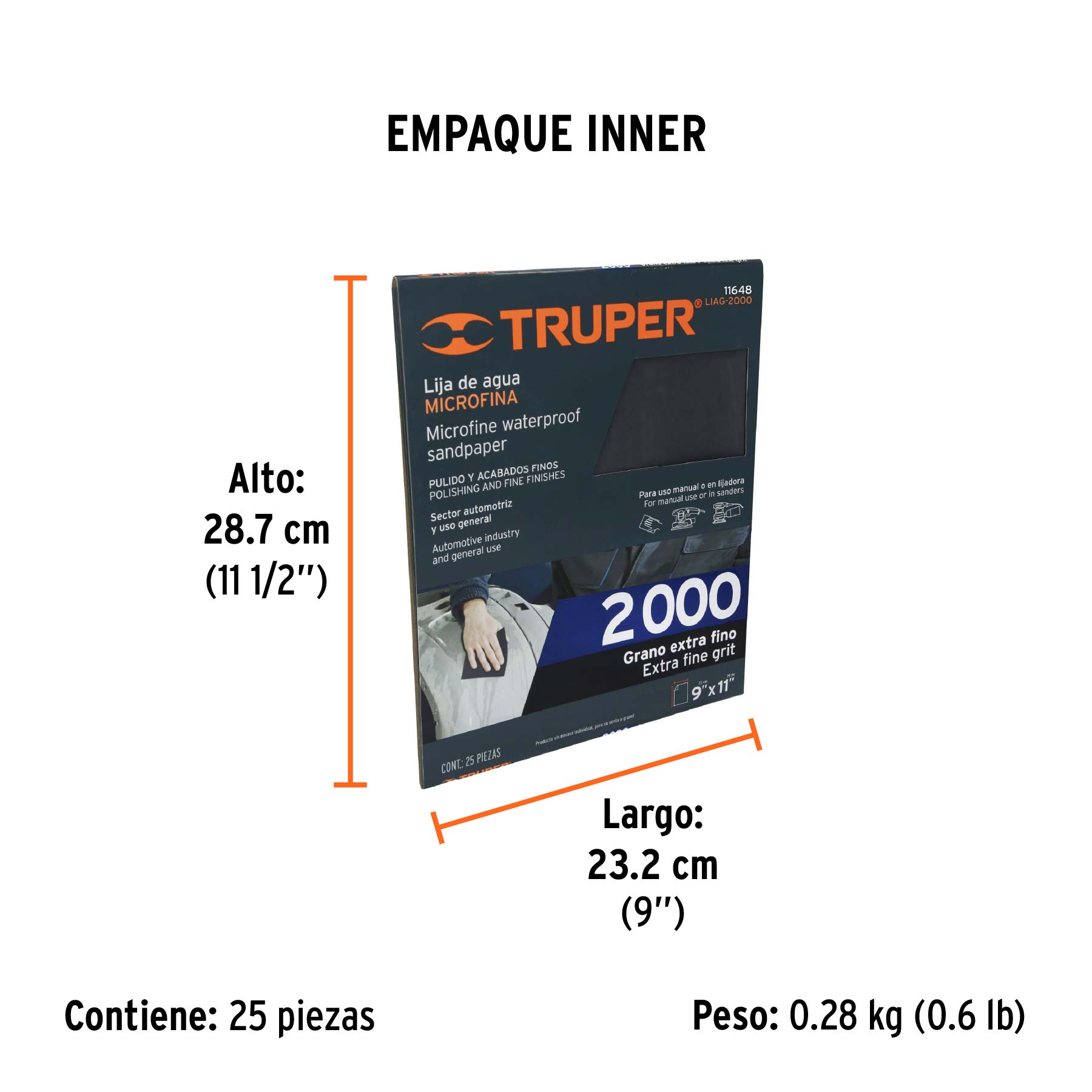 Lija de agua grano 2000 microfina carburo de silicio, TRUPER / unidad