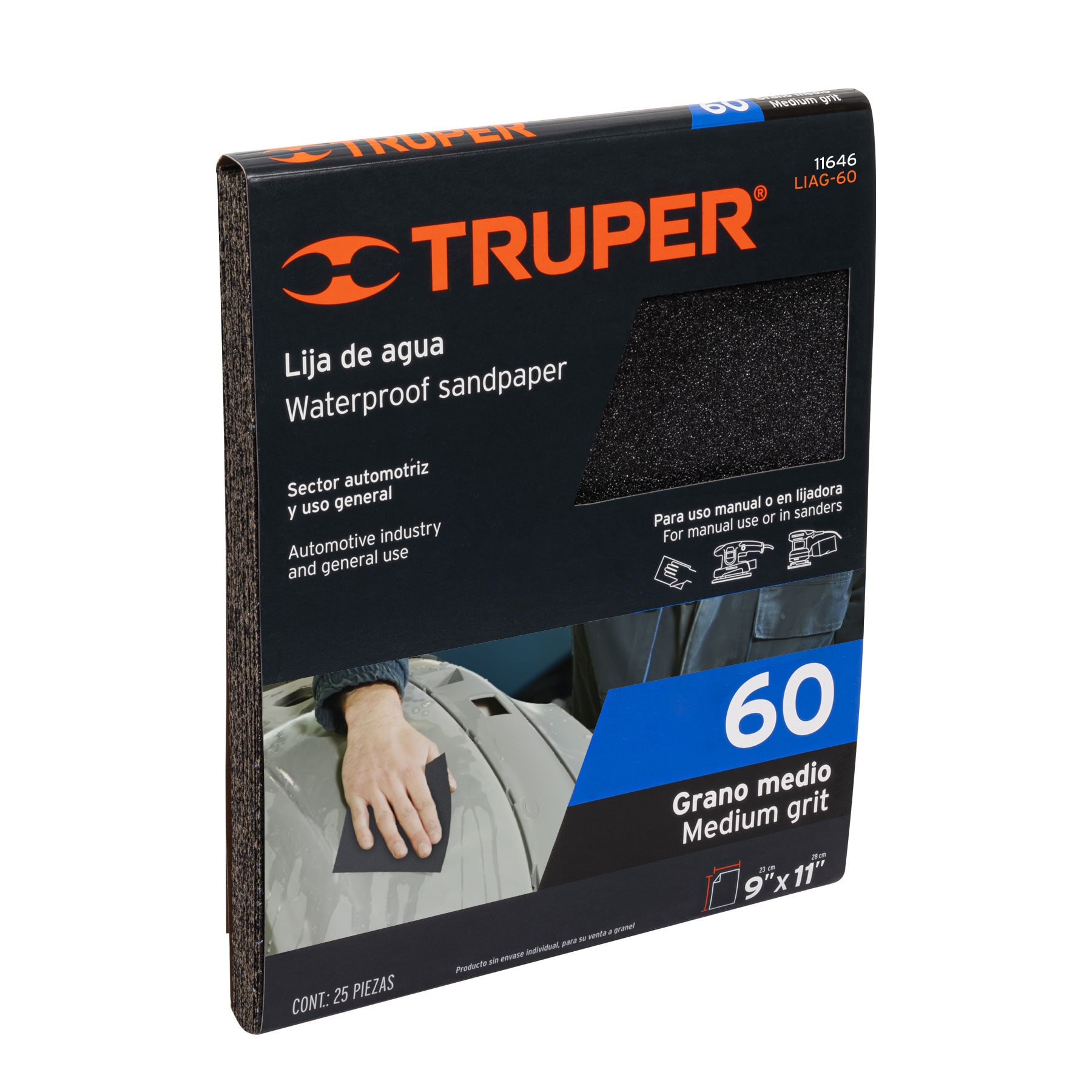Lija de agua grano 60 de carburo de silicio, TRUPER / unidad