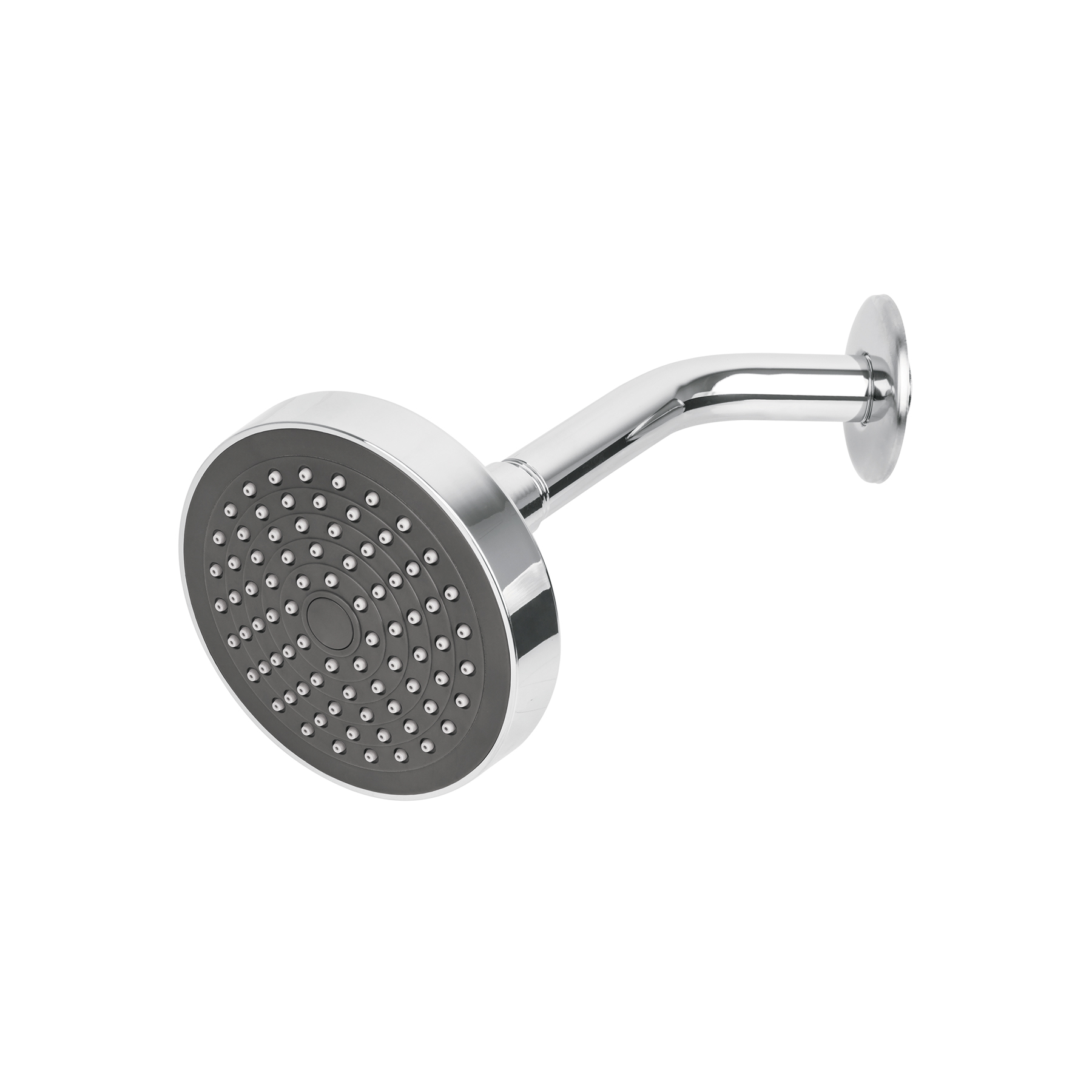 Regadera redonda 4-1/4" brazo y chapetón de acero, BASIC