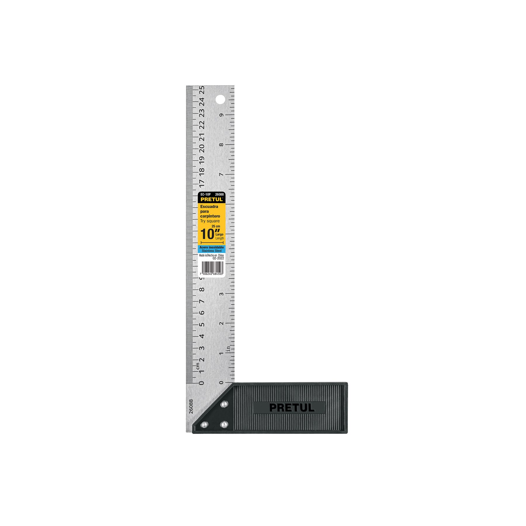 Escuadra 10" para carpintero, PRETUL